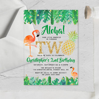 Tropical Summer Beach Luau Boys 2. Geburtstag Acryleinladungen