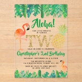 Tropical Summer Beach Luau Boys 2. Geburtstag Acryleinladungen (Vorderseite)