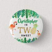 Tropical Summer Beach Luau Boys 2. Geburtstag Button (Vorderseite)