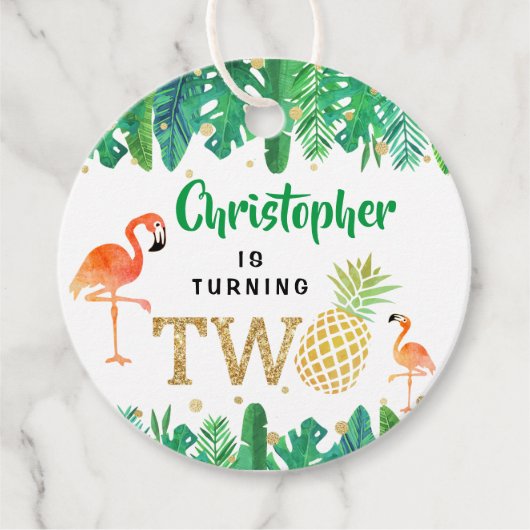 Tropical Summer Beach Luau Boys 2. Geburtstag Geschenkanhänger (Vorderseite)