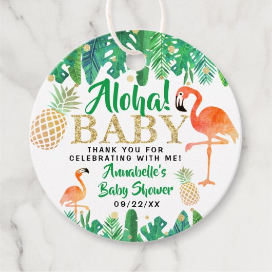 Tropical Summer Beach Luau Boys Baby Dusche Geschenkanhänger (Vorderseite)