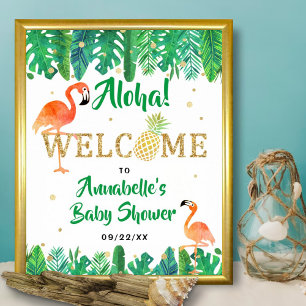 Tropical Summer Beach Luau Boys Baby Dusche Poster