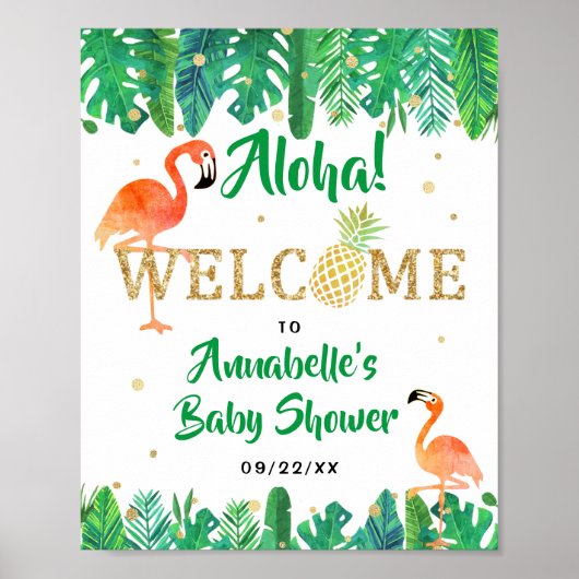 Tropical Summer Beach Luau Boys Baby Dusche Poster (Vorne)