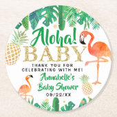 Tropical Summer Beach Luau Boys Baby Dusche Runder Pappuntersetzer (Vorderseite)