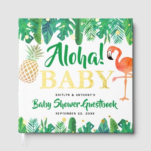 Tropical Summer Beach Luau Boys Babydusche Real Gästebuch (Vorderseite)