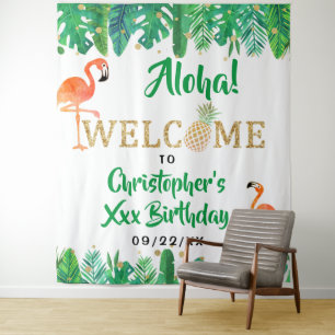 Tropical Summer Beach Luau Boys Birthday Wandteppich
