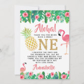 Tropical Summer Beach Luau Girls 1. Geburtstag Dankeskarte (Vorderseite)