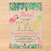 Tropical Summer Beach Luau Girls 2. Geburtstag Acryleinladungen (Vorderseite)