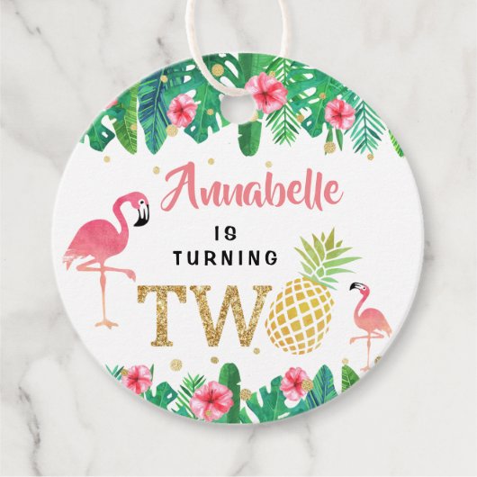 Tropical Summer Beach Luau Girls 2. Geburtstag Geschenkanhänger (Vorderseite)