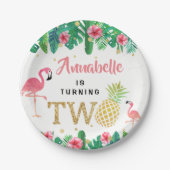 Tropical Summer Beach Luau Girls 2. Geburtstag Pappteller (Vorderseite)