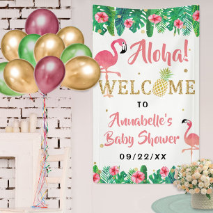 Tropical Summer Beach Luau Girls Babydusche Banner