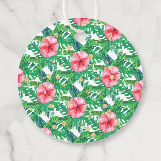 Tropical Summer Beach Luau Girls Babydusche Geschenkanhänger (Rückseite)