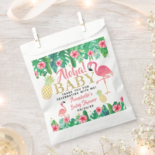 Tropical Summer Beach Luau Girls Babydusche Geschenktütchen (Ausgeschnitten)