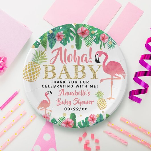 Tropical Summer Beach Luau Girls Babydusche Pappteller
