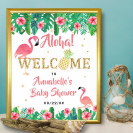 Tropical Summer Beach Luau Girls Babydusche Poster