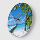 Tropical Summer Beach Ocean Watercolor Große Wanduhr (Winkel)
