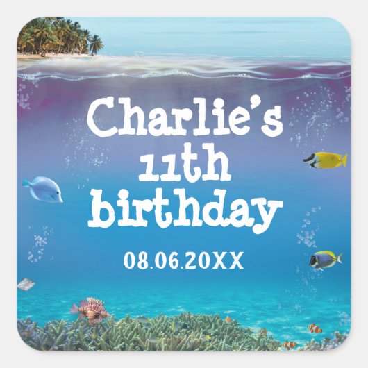 Tropical Summer Beach Party Danke Square Stick Quadratischer Aufkleber (Vorderseite)