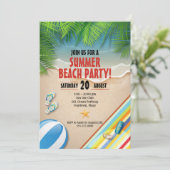 Tropical Summer Beach Party Einladung (Stehend Vorderseite)
