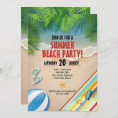 Tropical Summer Beach Party Einladung (Vorne/Hinten)