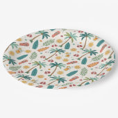 Tropical Summer Beach Pattern (1) Pappteller (Schrägansicht)