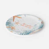 Tropical Summer Beach Starfish Babydusche Pappteller (Schrägansicht)