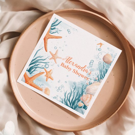 Tropical Summer Beach Starfish Babydusche Serviette