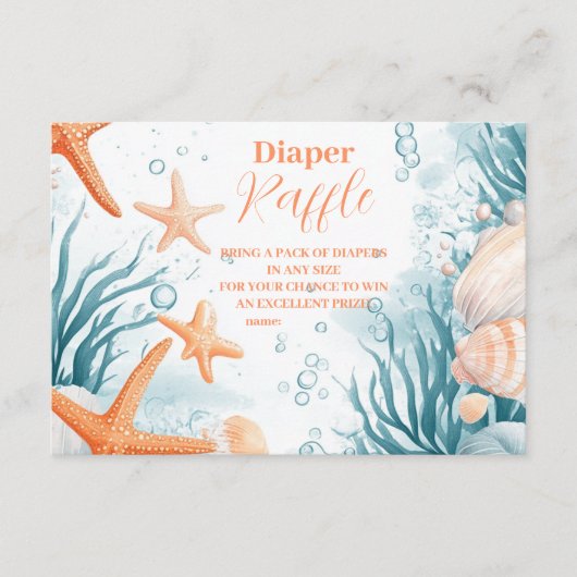 Tropical Summer Beach Starfish Diapper Raffle Begleitkarte (Vorderseite)