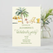 Tropical Summer Beach Theme Junggeselinnen-Abschie Einladung (Stehend Vorderseite)