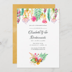 Tropical Summer Beach Wedding Bridesmaids Luncheon Einladung
