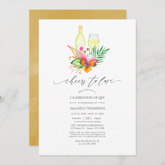 Tropical Summer Beach Wine Celebration of Life Inv Einladung (Vorne/Hinten)