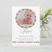 Tropical Summer Birningkündigung Foto-Karte Ankündigung (Stehend Vorderseite)