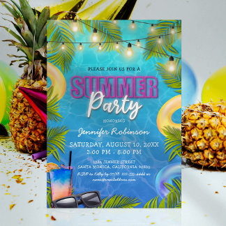 Tropical Summer Birthday Party Einladung