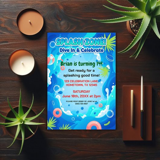 Tropical Summer Birthday Pool Party Einladung