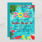 Tropical Summer Birthday Pool Party Einladung (Vorne/Hinten)