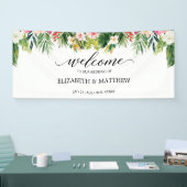 Tropical Summer Blätter Script Wedding Willkommen Banner (Messe)