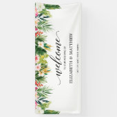 Tropical Summer Blätter Script Wedding Willkommen Banner (Vertikal)