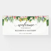 Tropical Summer Blätter Script Wedding Willkommen Banner (Horizontal)