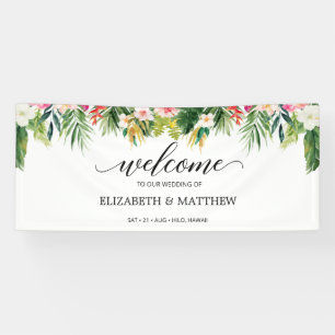 Tropical Summer Blätter Script Wedding Willkommen Banner
