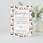 Tropical Summer Brown White Coconut Frucht Muster Dankeskarte (Stehend Vorderseite)