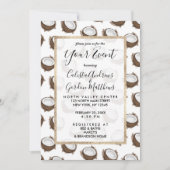 Tropical Summer Brown White Coconut Frucht Muster Einladung (Vorderseite)