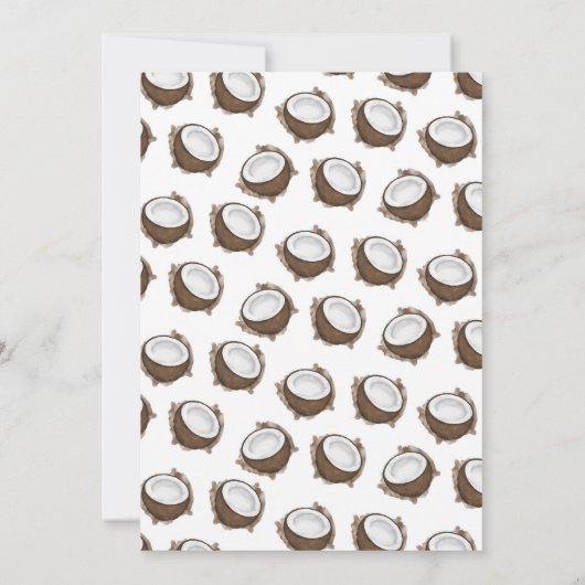 Tropical Summer Brown White Coconut Frucht Muster Einladung (Rückseite)