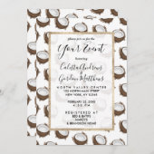 Tropical Summer Brown White Coconut Frucht Muster Einladung (Vorne/Hinten)