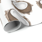 Tropical Summer Brown White Coconut Frucht Muster Geschenkpapier (Rolleneckpunkt)