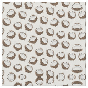 Tropical Summer Brown White Coconut Frucht Muster Stoff