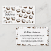 Tropical Summer Brown White Coconut Frucht Muster Visitenkarte (Vorne/Hinten)