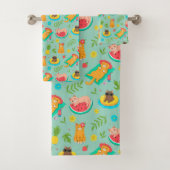 Tropical Summer Cats Bath Towel Set (Insitu)