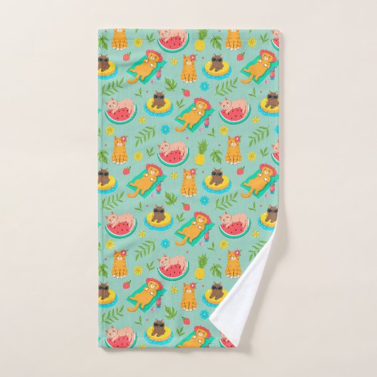 Tropical Summer Cats Bath Towel Set (Handtuch)