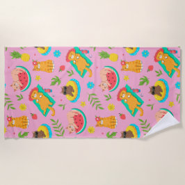 Tropical Summer Cats Strandtuch