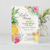 Tropical Summer Cocktail 40th Birthday Party Einladung (Stehend Vorderseite)