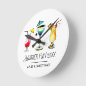 Tropical Summer Cocktail Drink Retro Home Bar Runde Wanduhr (Winkel)